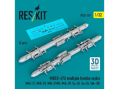 Mbd2-u6-67u Multiple Bombs Racks (2 Pcs / 3d Printed) - zdjęcie 1