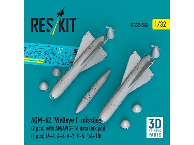 Agm-62 "walleye I" Missiles (2 Pcs) With An/Awg-16 Data Link Pod (1 Piece) - 3d Printed - zdjęcie 1