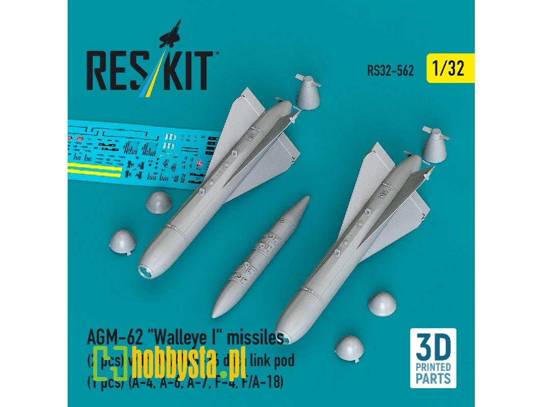 Agm-62 "walleye I" Missiles (2 Pcs) With An/Awg-16 Data Link Pod (1 Piece) - 3d Printed - zdjęcie 1