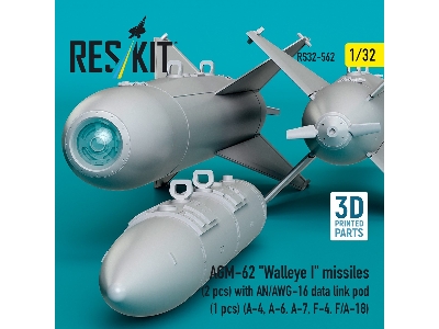 Agm-62 "walleye I" Missiles (2 Pcs) With An/Awg-16 Data Link Pod (1 Piece) - 3d Printed - zdjęcie 2