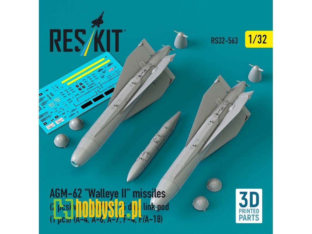 Agm-62 "walleye Ii" Missiles (2 Pcs) With An/Awg-16 Data Link Pod (1 Piece) - 3d Printed - zdjęcie 1