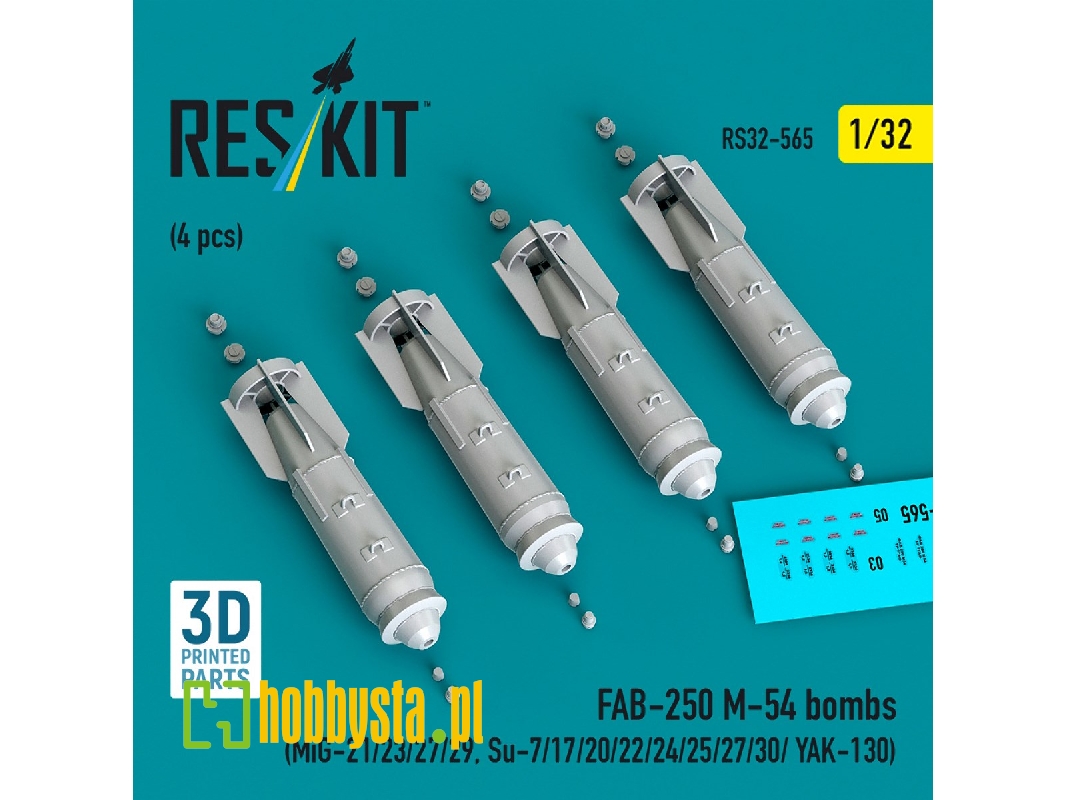 Fab-250 М-54 Bombs (4 Pcs / 3d Printed) - zdjęcie 1 Fab-250 М-54 Bombs (4 Pcs / 3d Printed) - zdjęcie 1
