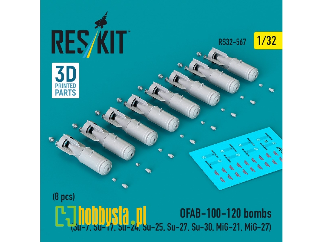 Ofab-100-120 Bombs (8 Pcs / 3d Printed) - zdjęcie 1 Ofab-100-120 Bombs (8 Pcs / 3d Printed) - zdjęcie 1