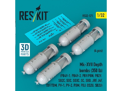 Mk.Xvii Depth Bombs 350 Lb (4 Pcs / 3d Printed) - zdjęcie 1