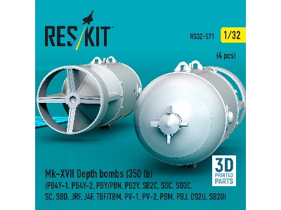 Mk.Xvii Depth Bombs 350 Lb (4 Pcs / 3d Printed) - zdjęcie 3