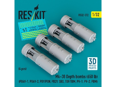 Mk.38 Depth Bombs 650 Lb (4 Pcs / 3d Printed) - zdjęcie 1