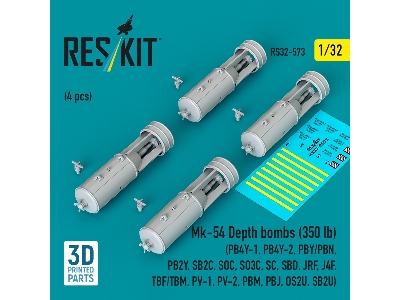 Mk.54 Depth Bombs 350 Lb (4 Pcs / 3d Printed) - zdjęcie 1