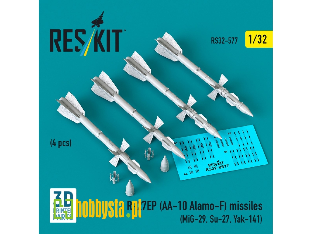 R-27ep (Aa-10 Alamo-f) Missiles (4 Pcs / 3d Printed) - zdjęcie 1 R-27ep (Aa-10 Alamo-f) Missiles (4 Pcs / 3d Printed) - zdjęcie 1