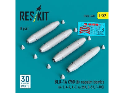 Blu-1a (750 Lb) Napalm Bombs (4 Pcs / 3d Printed) - zdjęcie 1