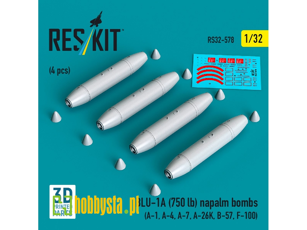 Blu-1a (750 Lb) Napalm Bombs (4 Pcs / 3d Printed) - zdjęcie 1 Blu-1a (750 Lb) Napalm Bombs (4 Pcs / 3d Printed) - zdjęcie 1