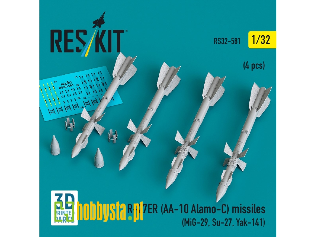R-27er (Aa-10 Alamo-c) Missiles (4 Pcs / 3d Printed) - zdjęcie 1 R-27er (Aa-10 Alamo-c) Missiles (4 Pcs / 3d Printed) - zdjęcie 1