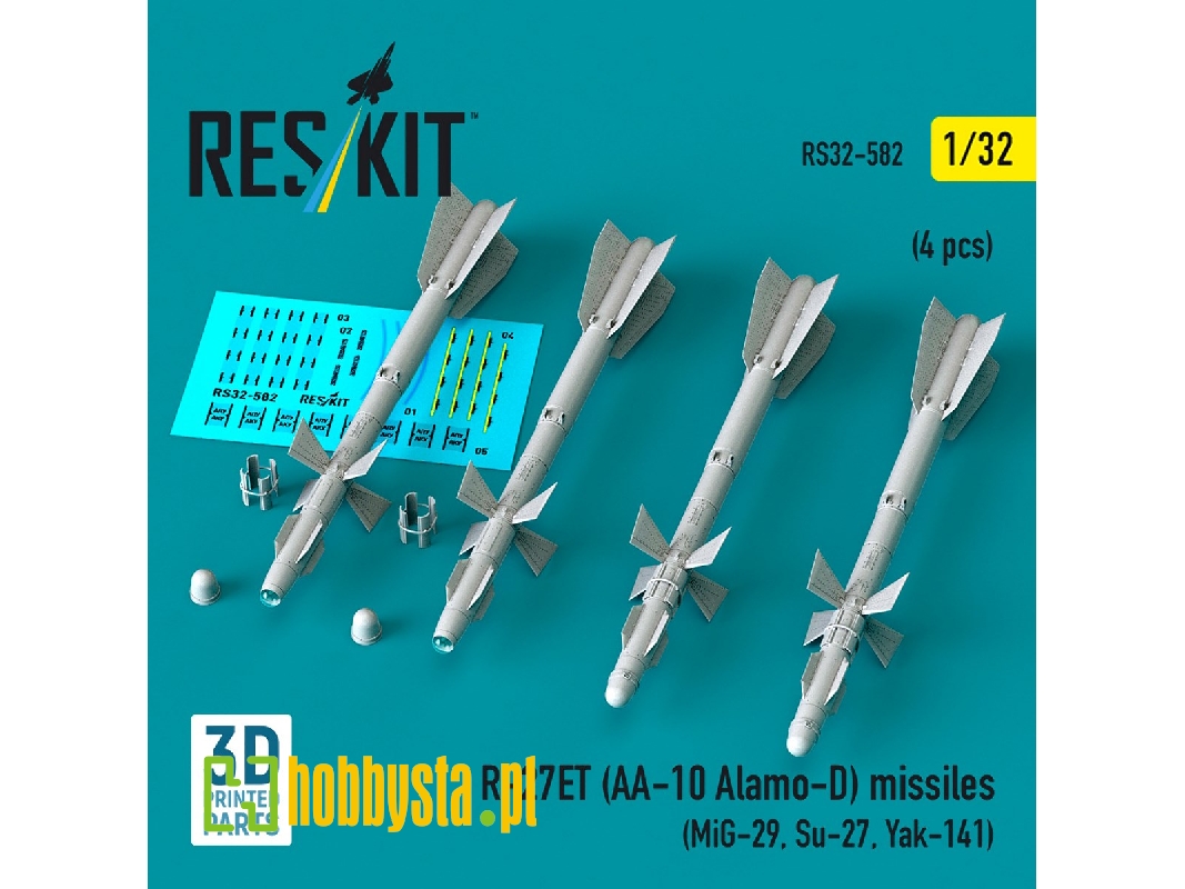 R-27et (Aa-10 Alamo-d) Missiles (4 Pcs / 3d Printed) - zdjęcie 1 R-27et (Aa-10 Alamo-d) Missiles (4 Pcs / 3d Printed) - zdjęcie 1