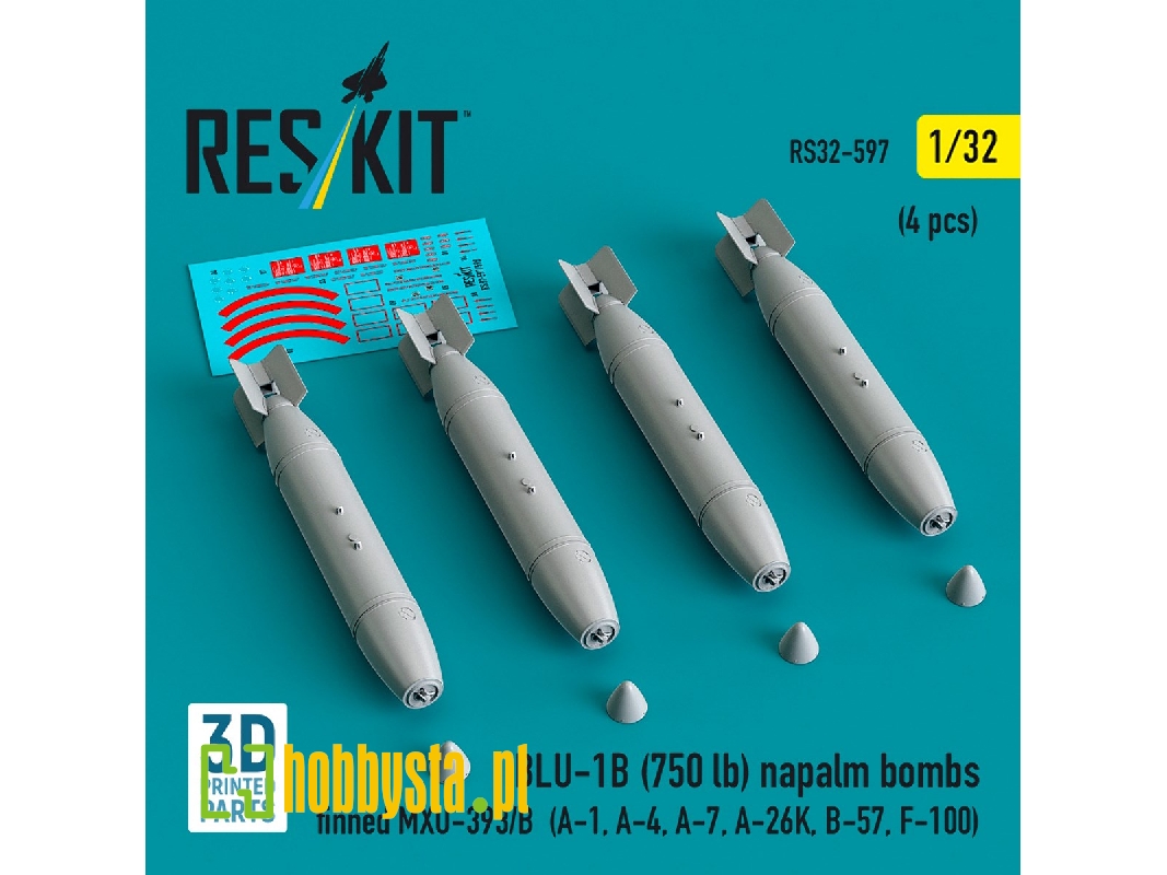 Blu-1b (750 Lb) Napalm Bombs Finned Mxu-393/B (4 Pcs / 3d Printed) - zdjęcie 1 Blu-1b (750 Lb) Napalm Bombs Finned Mxu-393/B (4 Pcs / 3d Printed) - zdjęcie 1