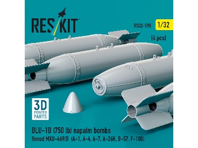 Blu-1b (750 Lb) Napalm Bombs Finned Mxu-469/B (4 Pcs / 3d Printed) - zdjęcie 3
