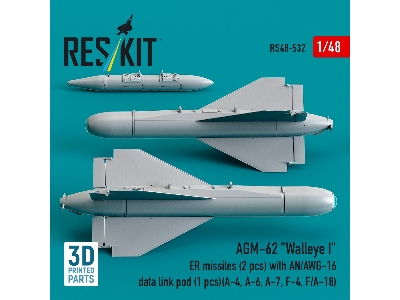 Agm-62 "walleye I" Er Missiles (2 Pcs) With An/Awg-16 Data Link Pod (1 Piece) - 3d Printed - zdjęcie 2