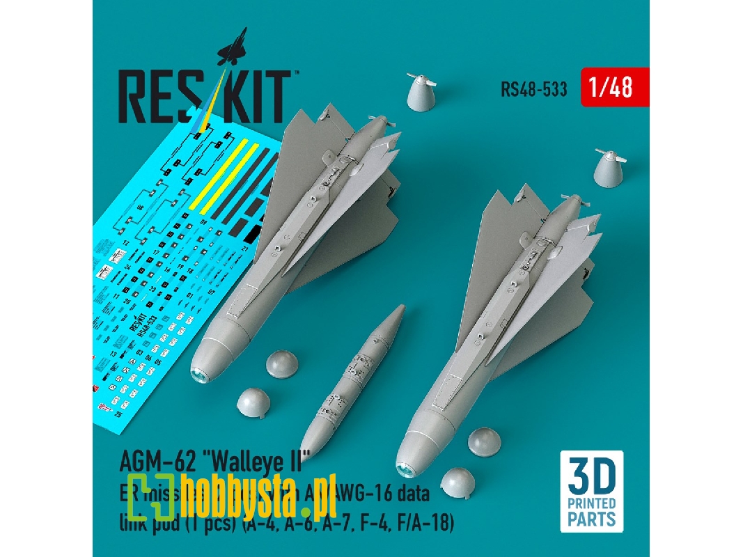 Agm-62 "walleye Ii" Er Missiles (2 Pcs) With An/Awg-16 Data Link Pod (1 Piece) - 3d Printed - zdjęcie 1 Agm-62 "walleye Ii" Er Missiles (2 Pcs) With An/Awg-16 Data Link Pod (1 Piece) - 3d Printed - zdjęcie 1
