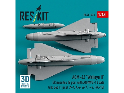Agm-62 "walleye Ii" Er Missiles (2 Pcs) With An/Awg-16 Data Link Pod (1 Piece) - 3d Printed - zdjęcie 2