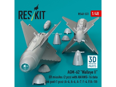 Agm-62 "walleye Ii" Er Missiles (2 Pcs) With An/Awg-16 Data Link Pod (1 Piece) - 3d Printed - zdjęcie 3