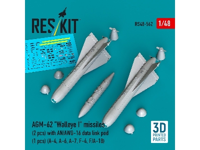 Agm-62 "walleye I" Missiles (2 Pcs) With An/Awg-16 Data Link Pod (1 Piece) - 3d Printed - zdjęcie 1