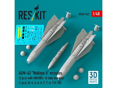Agm-62 "walleye Ii" Missiles (2 Pcs) With An/Awg-16 Data Link Pod (1 Piece) - 3d Printed - zdjęcie 1