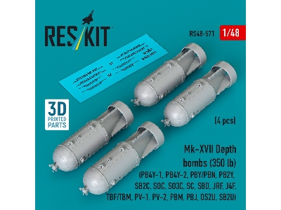 Mk.Xvii Depth Bombs 350 Lb (4 Pcs / 3d Printed) - zdjęcie 1