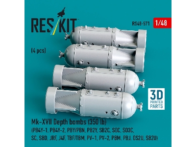 Mk.Xvii Depth Bombs 350 Lb (4 Pcs / 3d Printed) - zdjęcie 2