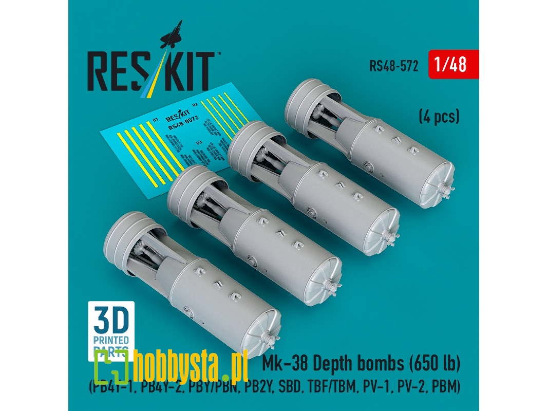 Mk.38 Depth Bombs 650 Lb (4 Pcs / 3d Printed) - zdjęcie 1
