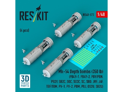 Mk.54 Depth Bombs 350 Lb (4 Pcs / 3d Printed) - zdjęcie 1