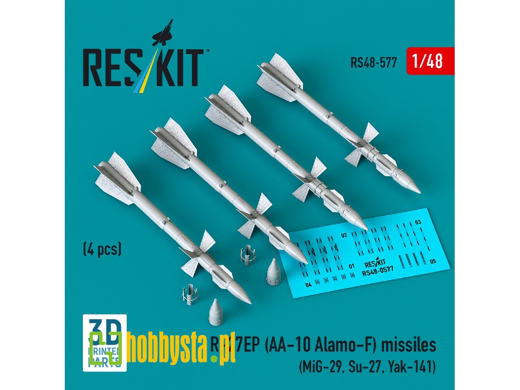 R-27ep (Aa-10 Alamo-f) Missiles (4 Pcs / 3d Printed) - zdjęcie 1 R-27ep (Aa-10 Alamo-f) Missiles (4 Pcs / 3d Printed) - zdjęcie 1