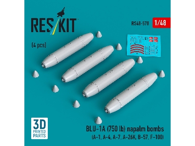 Blu-1a (750 Lb) Napalm Bombs (4 Pcs / 3d Printed) - zdjęcie 1