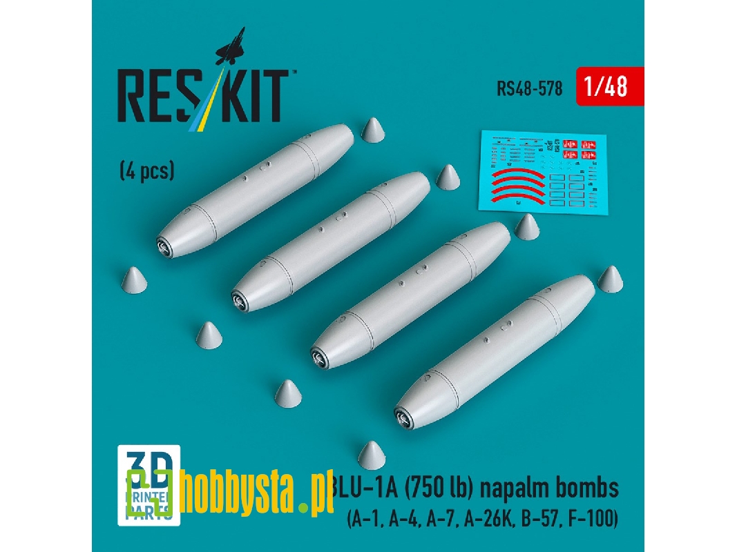 Blu-1a (750 Lb) Napalm Bombs (4 Pcs / 3d Printed) - zdjęcie 1 Blu-1a (750 Lb) Napalm Bombs (4 Pcs / 3d Printed) - zdjęcie 1
