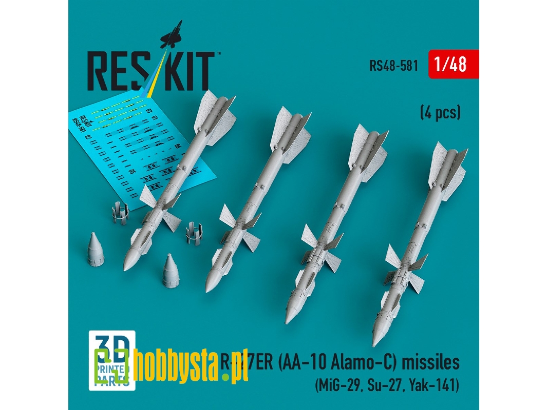 R-27er (Aa-10 Alamo-c) Missiles (4 Pcs / 3d Printed) - zdjęcie 1 R-27er (Aa-10 Alamo-c) Missiles (4 Pcs / 3d Printed) - zdjęcie 1