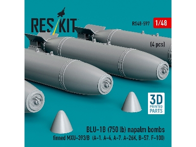 Blu-1b (750 Lb) Napalm Bombs Finned Mxu-393/B (4 Pcs / 3d Printed) - zdjęcie 2