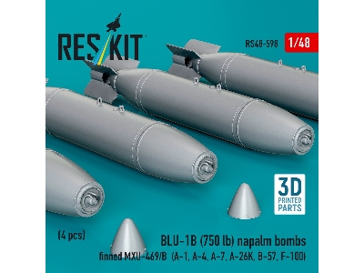Blu-1b (750 Lb) Napalm Bombs Finned Mxu-469/B (4 Pcs / 3d Printed) - zdjęcie 2