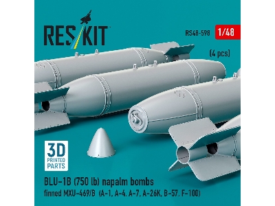 Blu-1b (750 Lb) Napalm Bombs Finned Mxu-469/B (4 Pcs / 3d Printed) - zdjęcie 3