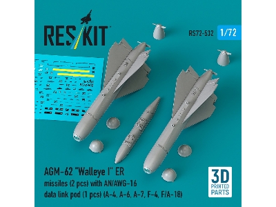 Agm-62 "walleye I" Er Missiles (2 Pcs) With An/Awg-16 Data Link Pod (1 Piece) - 3d Printed - zdjęcie 1