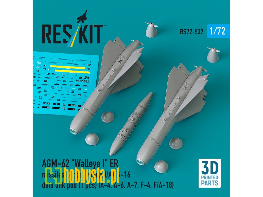 Agm-62 "walleye I" Er Missiles (2 Pcs) With An/Awg-16 Data Link Pod (1 Piece) - 3d Printed - zdjęcie 1 Agm-62 "walleye I" Er Missiles (2 Pcs) With An/Awg-16 Data Link Pod (1 Piece) - 3d Printed - zdjęcie 1