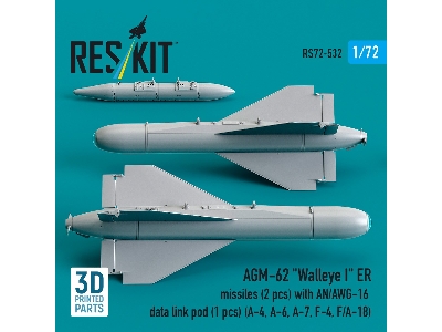 Agm-62 "walleye I" Er Missiles (2 Pcs) With An/Awg-16 Data Link Pod (1 Piece) - 3d Printed - zdjęcie 2