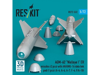 Agm-62 "walleye I" Er Missiles (2 Pcs) With An/Awg-16 Data Link Pod (1 Piece) - 3d Printed - zdjęcie 3