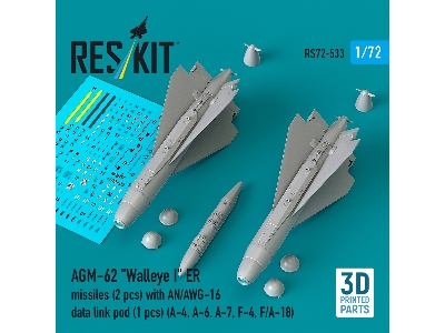 Agm-62 "walleye Ii" Er Missiles (2 Pcs) With An/Awg-16 Data Link Pod (1 Piece) - 3d Printed - zdjęcie 1
