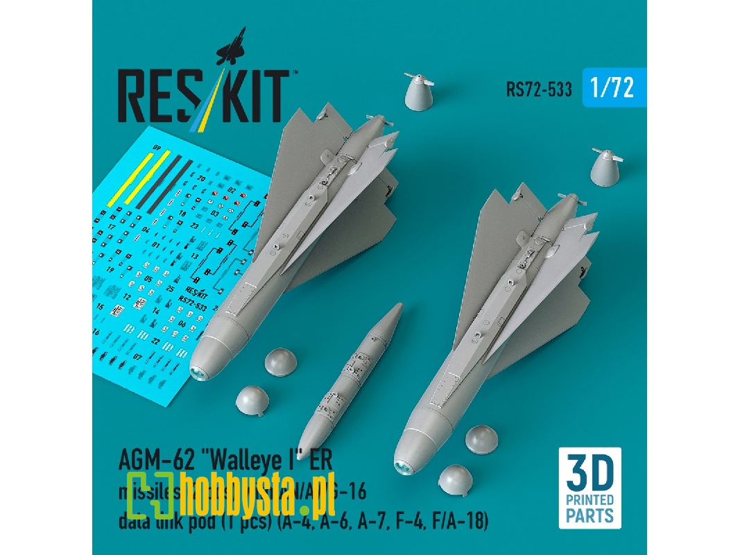 Agm-62 "walleye Ii" Er Missiles (2 Pcs) With An/Awg-16 Data Link Pod (1 Piece) - 3d Printed - zdjęcie 1 Agm-62 "walleye Ii" Er Missiles (2 Pcs) With An/Awg-16 Data Link Pod (1 Piece) - 3d Printed - zdjęcie 1