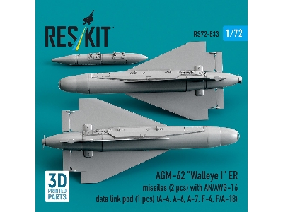 Agm-62 "walleye Ii" Er Missiles (2 Pcs) With An/Awg-16 Data Link Pod (1 Piece) - 3d Printed - zdjęcie 2