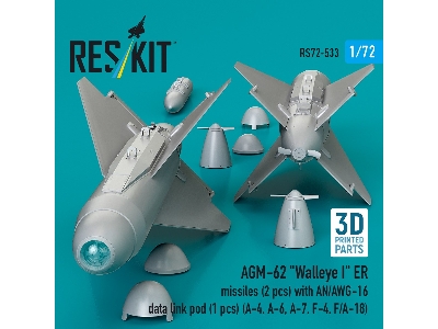 Agm-62 "walleye Ii" Er Missiles (2 Pcs) With An/Awg-16 Data Link Pod (1 Piece) - 3d Printed - zdjęcie 3