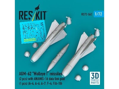 Agm-62 "walleye I" Missiles (2 Pcs) With An/Awg-16 Data Link Pod (1 Piece) - 3d Printed - zdjęcie 1