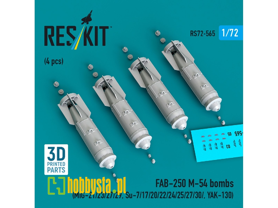 Fab-250 М-54 Bombs (4 Pcs / 3d Printed) - zdjęcie 1 Fab-250 М-54 Bombs (4 Pcs / 3d Printed) - zdjęcie 1