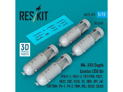 Mk.Xvii Depth Bombs 350 Lb (4 Pcs / 3d Printed) - zdjęcie 1