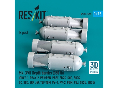 Mk.Xvii Depth Bombs 350 Lb (4 Pcs / 3d Printed) - zdjęcie 2