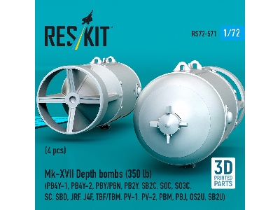 Mk.Xvii Depth Bombs 350 Lb (4 Pcs / 3d Printed) - zdjęcie 3