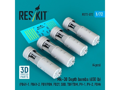 Mk.38 Depth Bombs 650 Lb (4 Pcs / 3d Printed) - zdjęcie 1