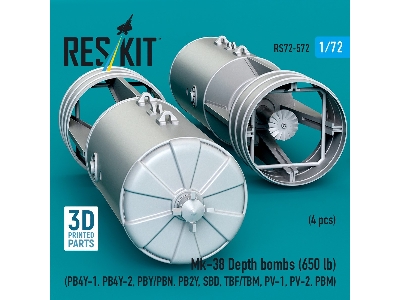 Mk.38 Depth Bombs 650 Lb (4 Pcs / 3d Printed) - zdjęcie 3